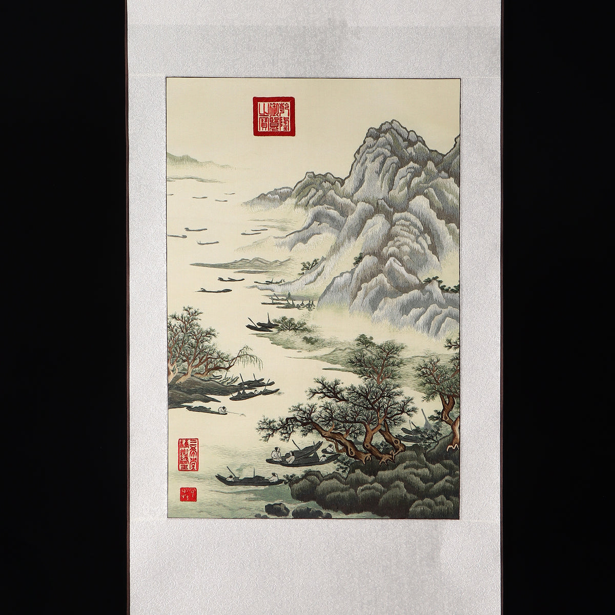Embroidery (sublime mountains and hills) Antique Scroll Painting Hunan Embroidery New Chinese Finished Decorative