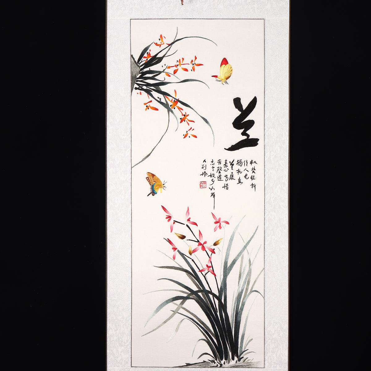 Embroidery (Orchid) Antique Scroll Painting Hunan Embroidery New Chinese Finished Decorative