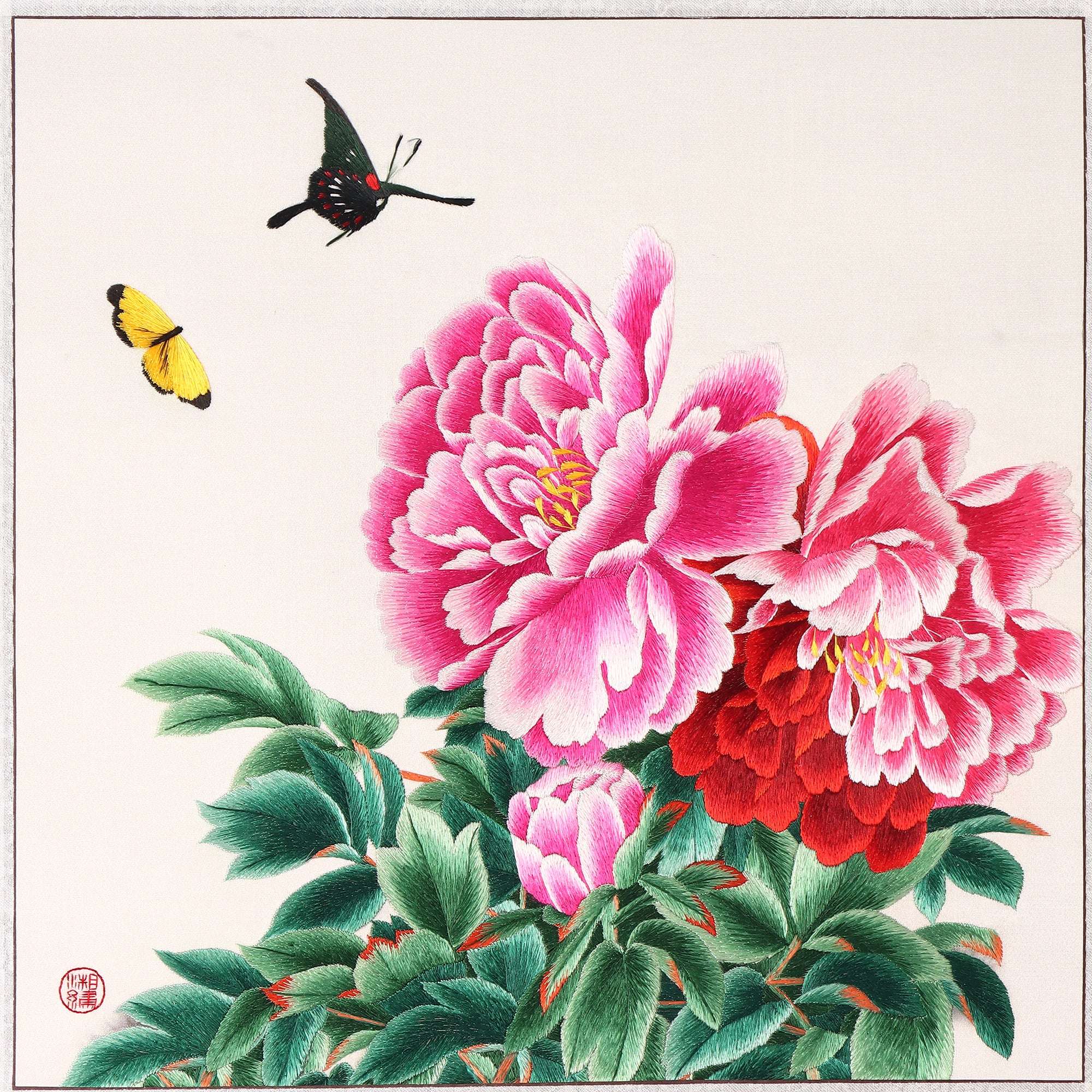 Embroidery (Peony2) Antique Scroll Painting Hunan Embroidery New Chinese Finished Decorative