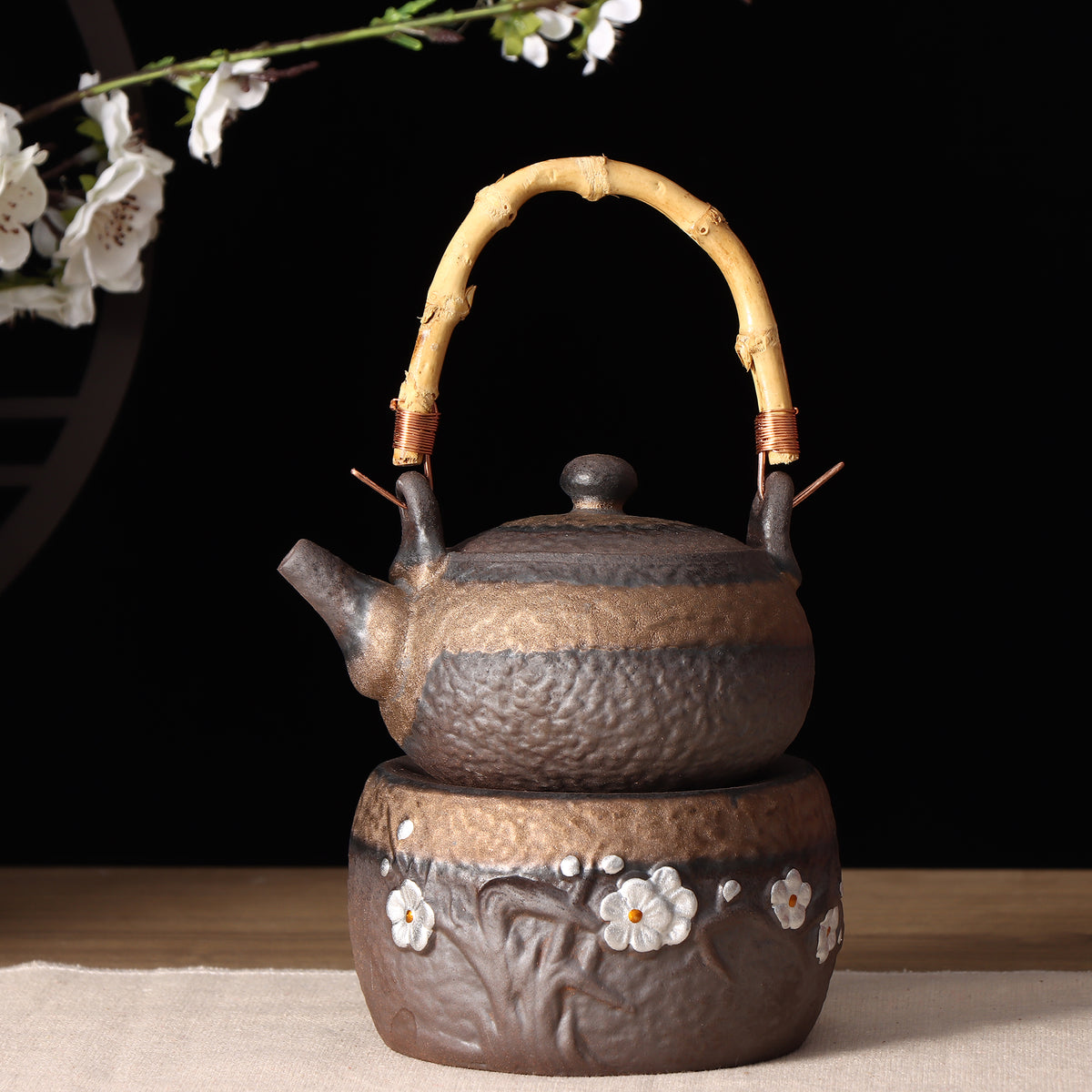 Plum Blossom Rough Pottery Roasting Tea Set