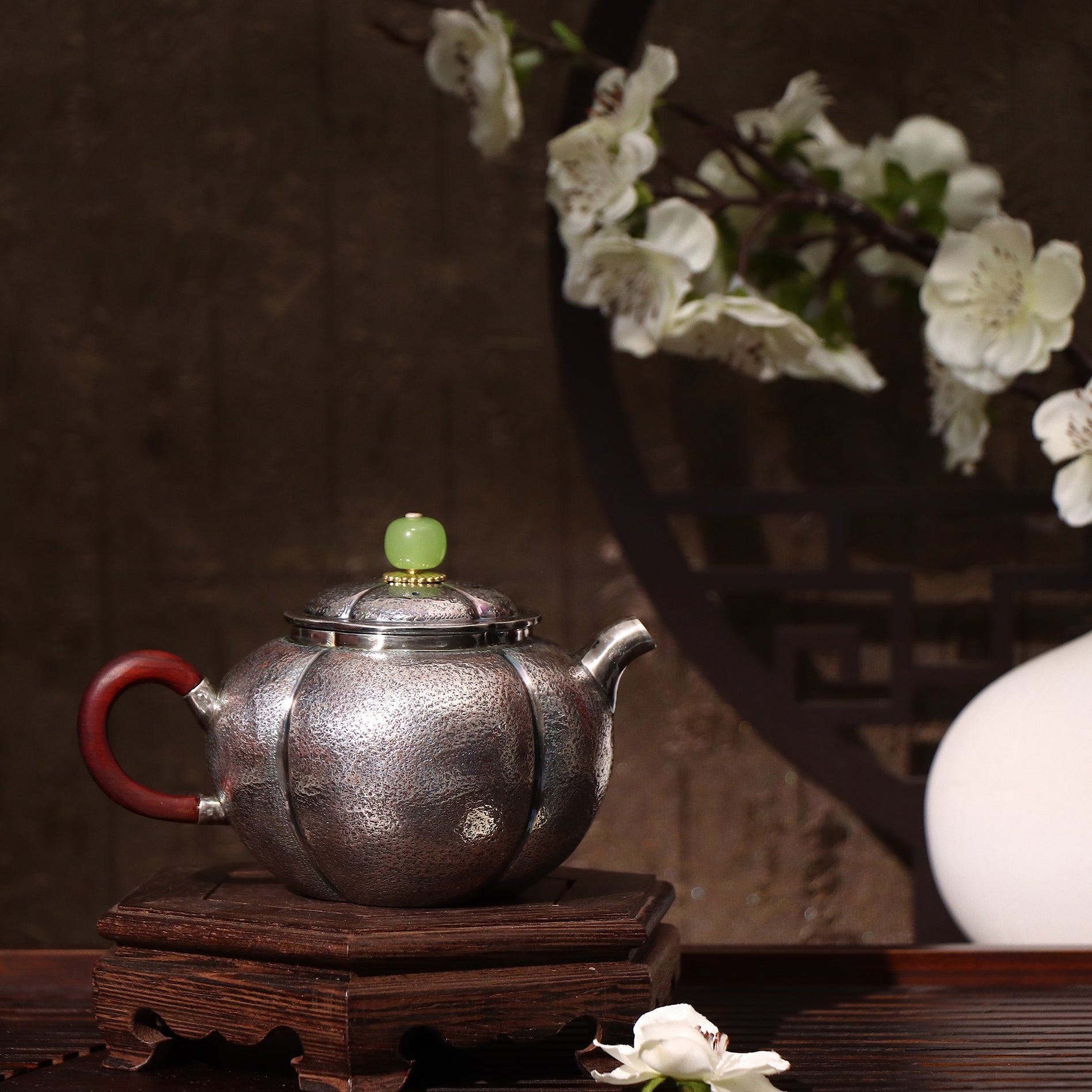 Handmade silverware teapot