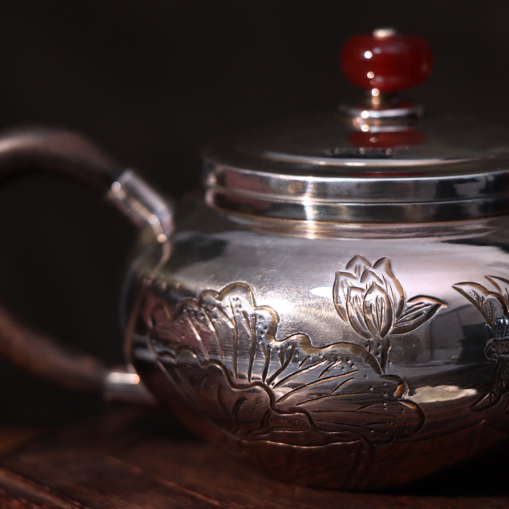 Handmade silverware teapot