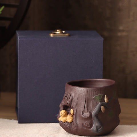 3D Squirrel Purple Clay Tea Cup