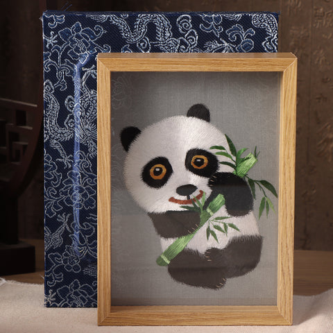 Panda Hunan Embroidery Square Frame-For Home Decoration
