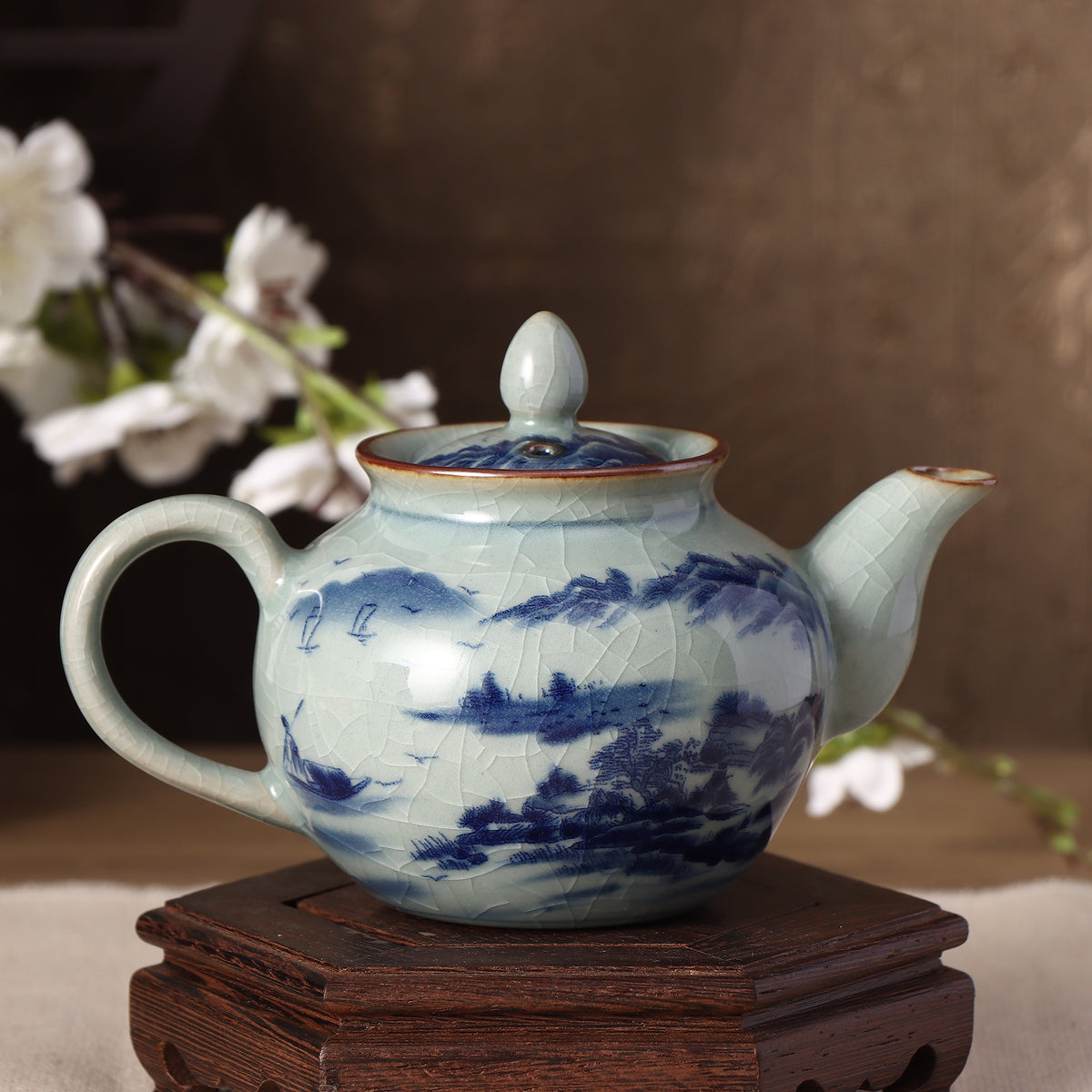 Blue and White Ice-crack Teapot