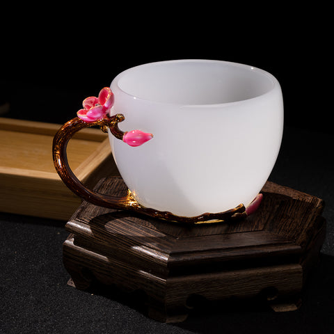 Flower Handle Color Glaze Cup with Gift Box