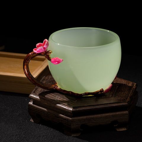 Flower Handle Color Glaze Cup with Gift Box