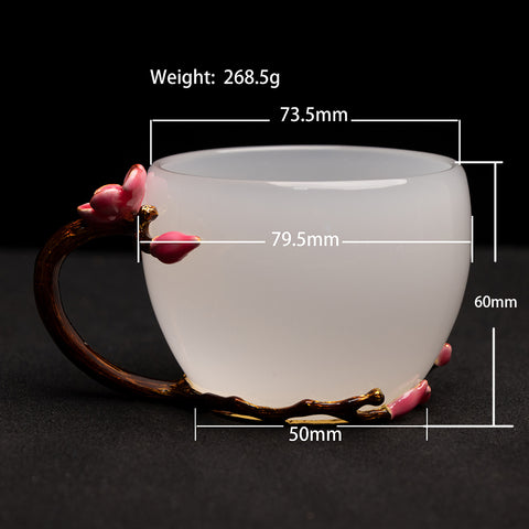 Flower Handle Color Glaze Cup with Gift Box
