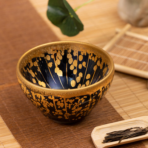 Hyacinth Golden Oil-Drop Glazed Jianzhan Teacup - For Collection&Home Decoration&Tea Enjoyment