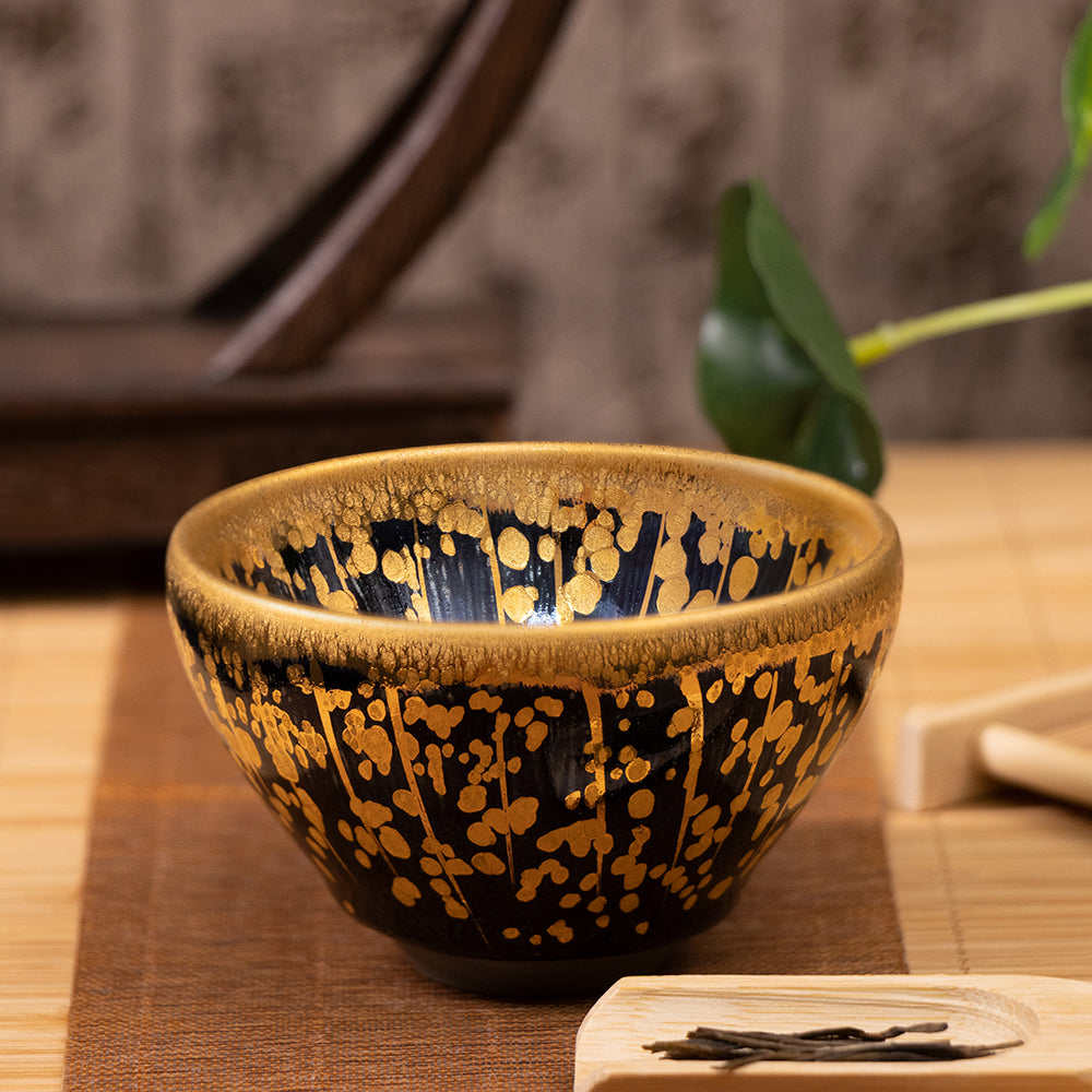 Hyacinth Golden Oil-Drop Glazed Jianzhan Teacup - For Collection&Home Decoration&Tea Enjoyment