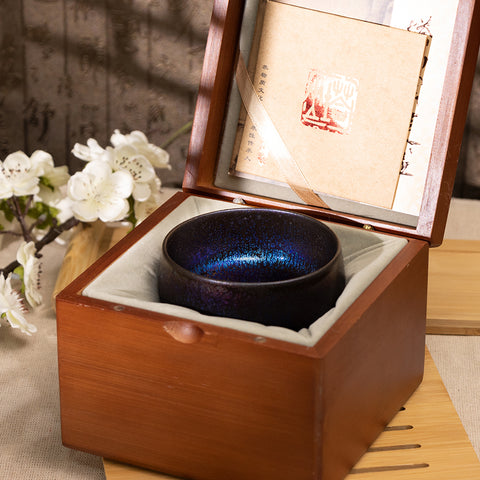 Qiuhua Yu's Meditation Type Obsidian Transformation Glaze Jianzhan Teacup-For Collection&Home Decoration&Tea Enjoyment