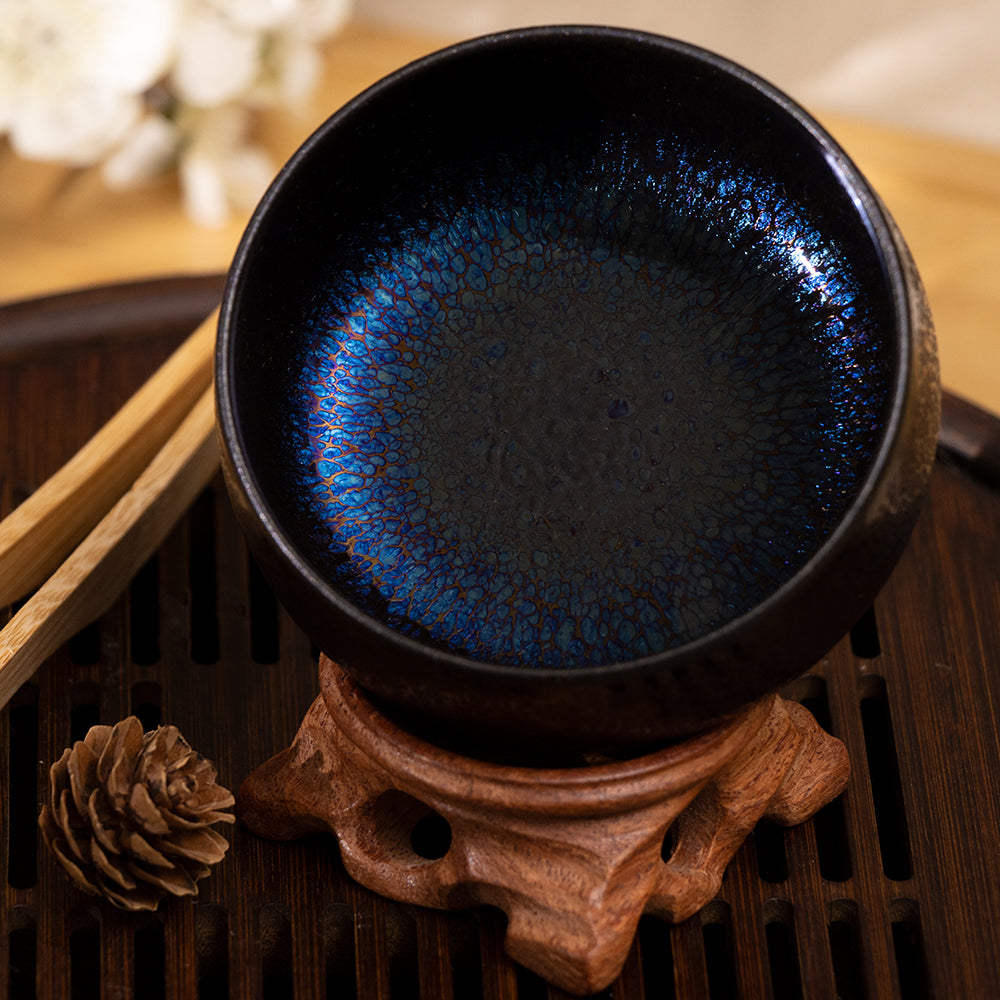 Qiuhua Yu's Meditation Type Obsidian Transformation Glaze Jianzhan Teacup-For Collection&Home Decoration&Tea Enjoyment