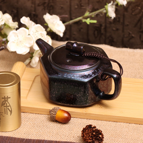 Obsidian Transformation Hexagon Teapot-For Collection&Home Decoration&Tea Enjoyment