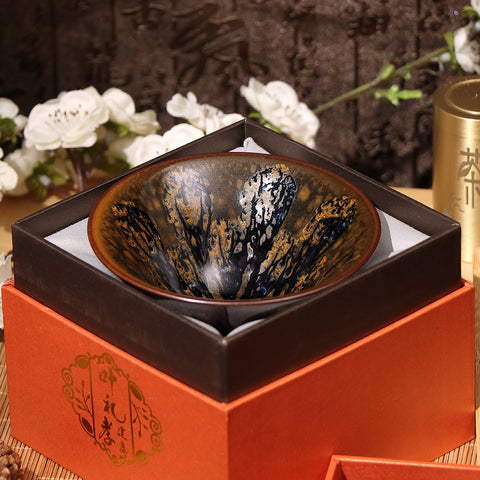 Lixiao Ye's  Yellow Open-Rim Type Jianzhan Teacup-For Collection&Home Decoration&Tea Enjoyment