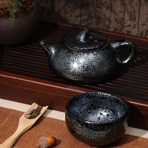 Oil-Drop Glazed  Teapot - For Tea Enjoyment&Home Decoration