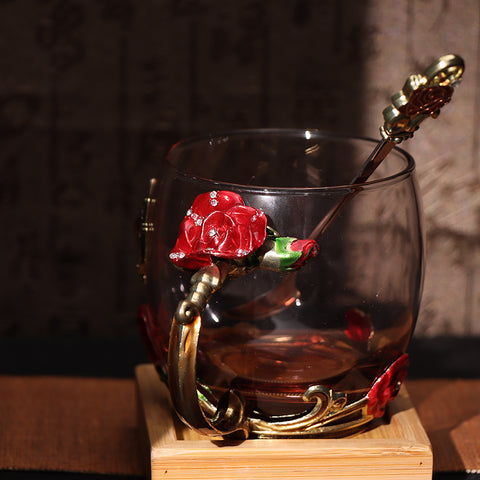 Flower Handle Clear Enamal Cup