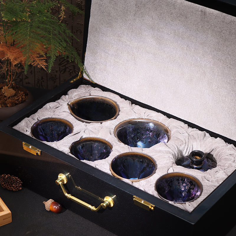Obsidian Transformation Jianzhan Tea Set-For Collection&Home Decoration&Tea Enjoyment