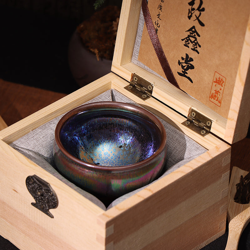 ZhenXin Tang Obsidian Transformation Glaze Jianzhan Teacup-For Collection&Home Decoration&Tea Enjoyment