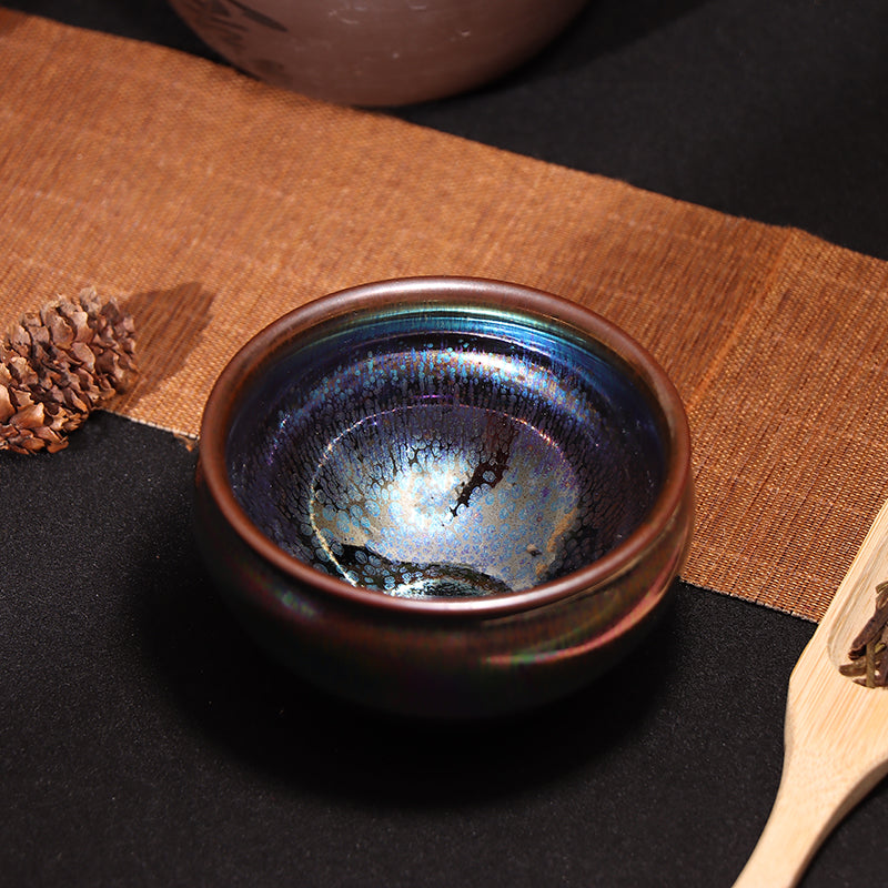 ZhenXin Tang Obsidian Transformation Glaze Jianzhan Teacup-For Collection&Home Decoration&Tea Enjoyment