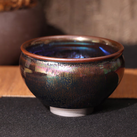 ZhenXin Tang Obsidian Transformation Glaze Jianzhan Teacup-For Collection&Home Decoration&Tea Enjoyment