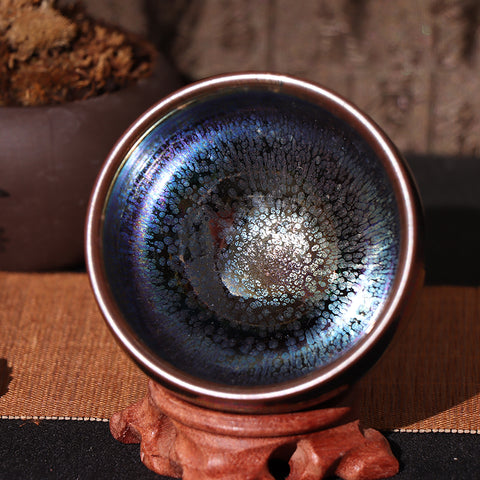 ZhenXin Tang Obsidian Transformation Glaze Jianzhan Teacup-For Collection&Home Decoration&Tea Enjoyment