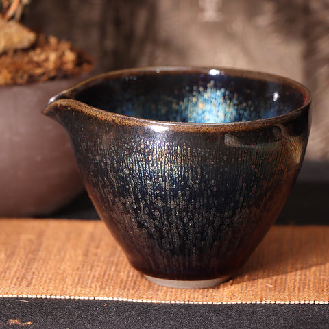 Fei Yang's Sharing Cup Obsidian Transformation Glaze Jianzhan Teacup-For Collection&Home Decoration&Tea Enjoyment