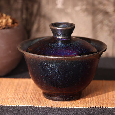 Fei Yang's Obsidian Transformation Glaze Jianzhan Gaiwan-For Collection&Home Decoration&Tea Enjoyment
