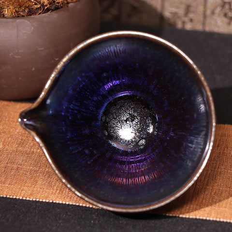 Fei Yang's Sharing Cup Obsidian Transformation Glaze Jianzhan Teacup-For Collection&Home Decoration&Tea Enjoyment