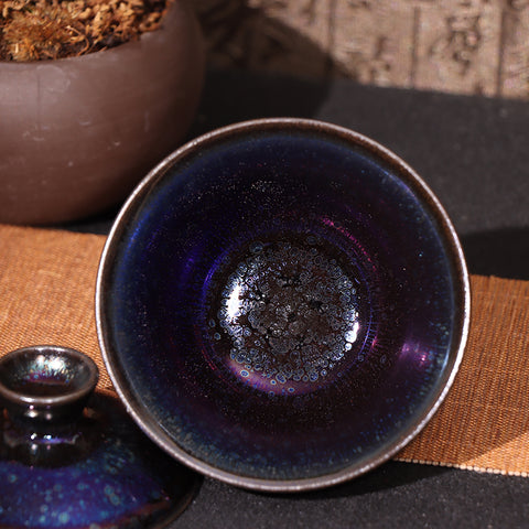Fei Yang's Obsidian Transformation Glaze Jianzhan Gaiwan-For Collection&Home Decoration&Tea Enjoyment
