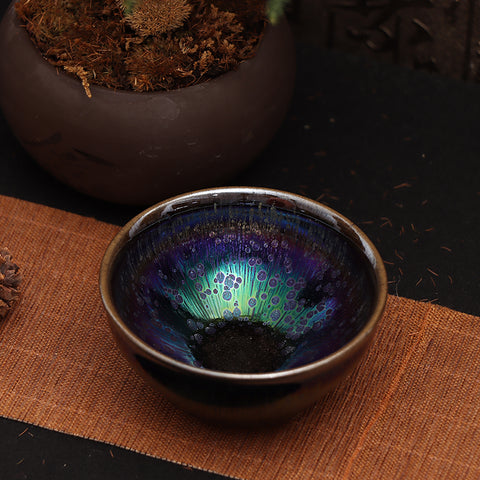 Hua Chen's Obsidian Transformation Constraint-Rim Type Teacup-For Collection&Home Decoration&Tea Enjoyment