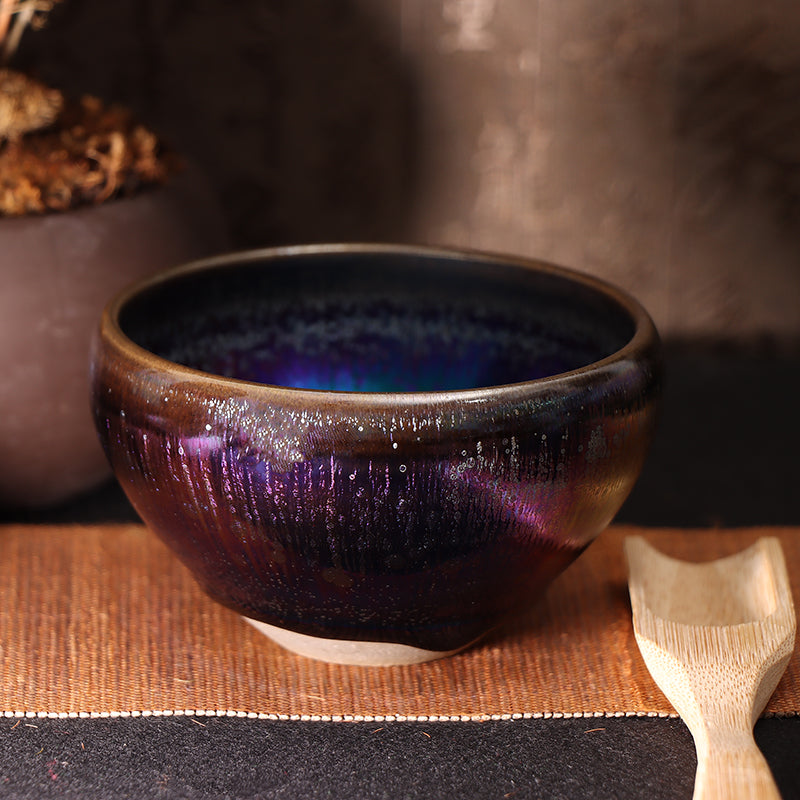 Hua Chen's Obsidian Transformation Glaze pull-rim type Jianzhan Teacup-For Collection&Home Decoration&Tea Enjoyment