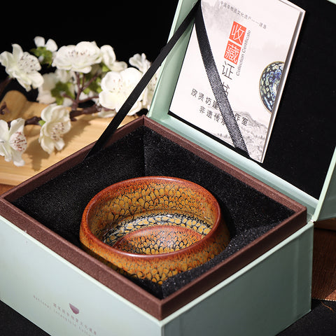 Partrige Glazed Sleeping Dragon Jianzhan Teacup-For Collection&Home Decoration&Tea Enjoyment
