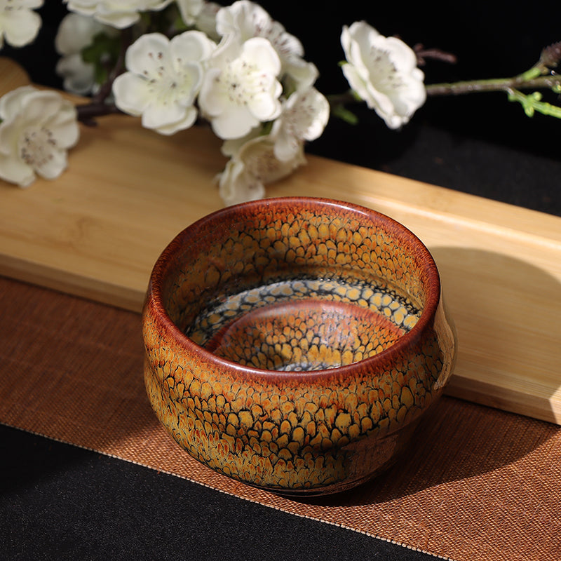 Partrige Glazed Sleeping Dragon Jianzhan Teacup-For Collection&Home Decoration&Tea Enjoyment